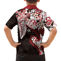 Monstera Plumeria Flowers Red Family Matching Puletasi and Hawaiian Shirt Polynesian Pattern