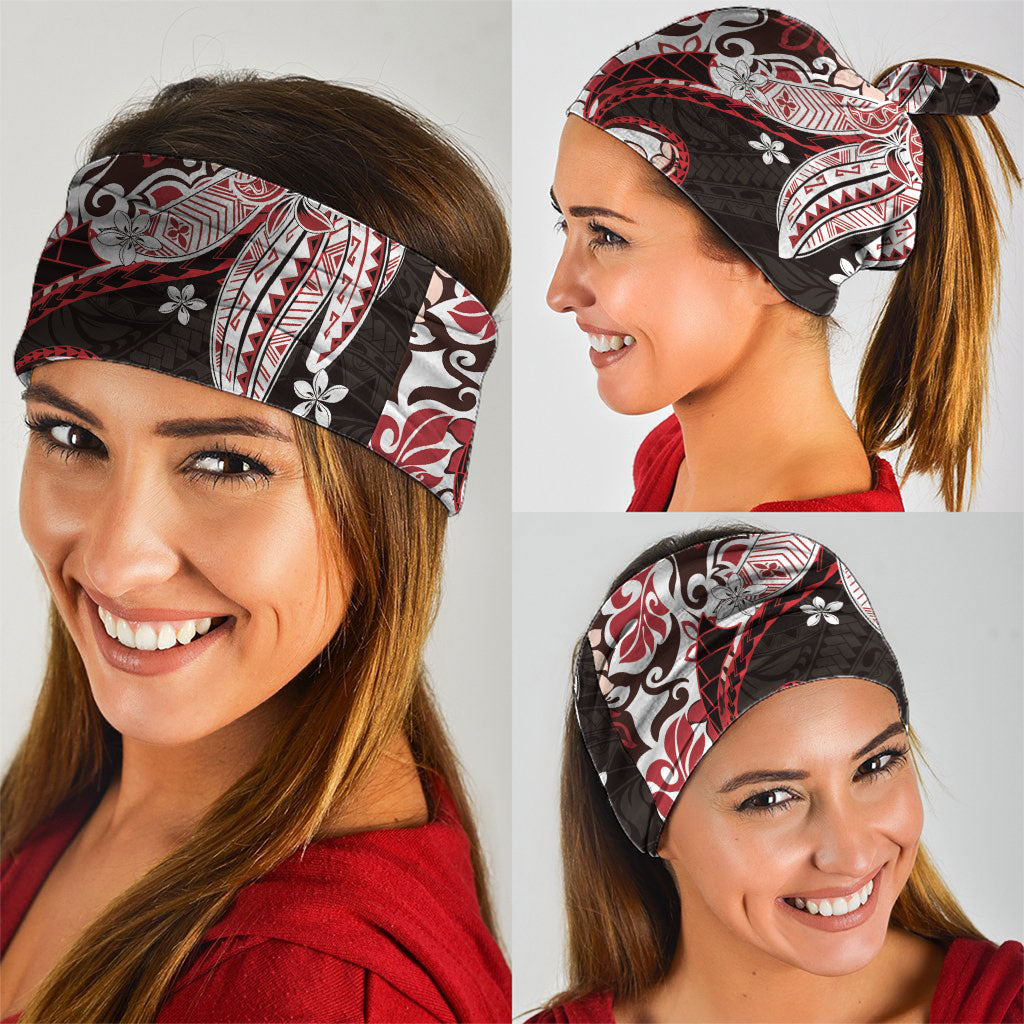 Monstera Plumeria Flowers Red Neck Gaiter Polynesian Pattern