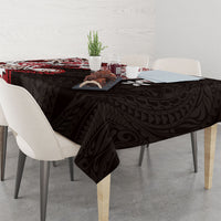 Monstera Plumeria Flowers Red Tablecloth Polynesian Pattern