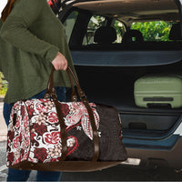 Monstera Plumeria Flowers Red Travel Bag Polynesian Pattern
