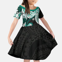 Monstera Plumeria Flowers Teal Family Matching Summer Maxi Dress and Hawaiian Shirt Polynesian Pattern