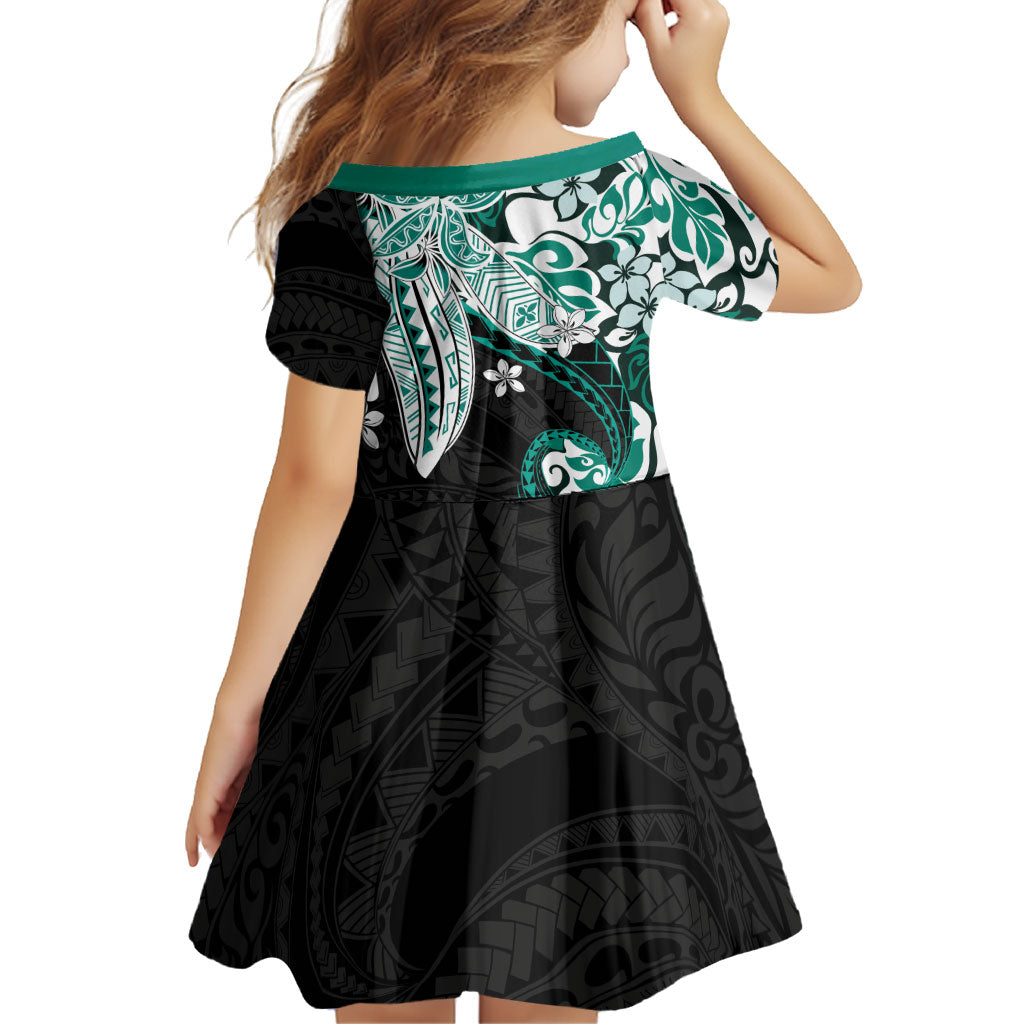 Monstera Plumeria Flowers Teal Family Matching Tank Maxi Dress and Hawaiian Shirt Polynesian Pattern