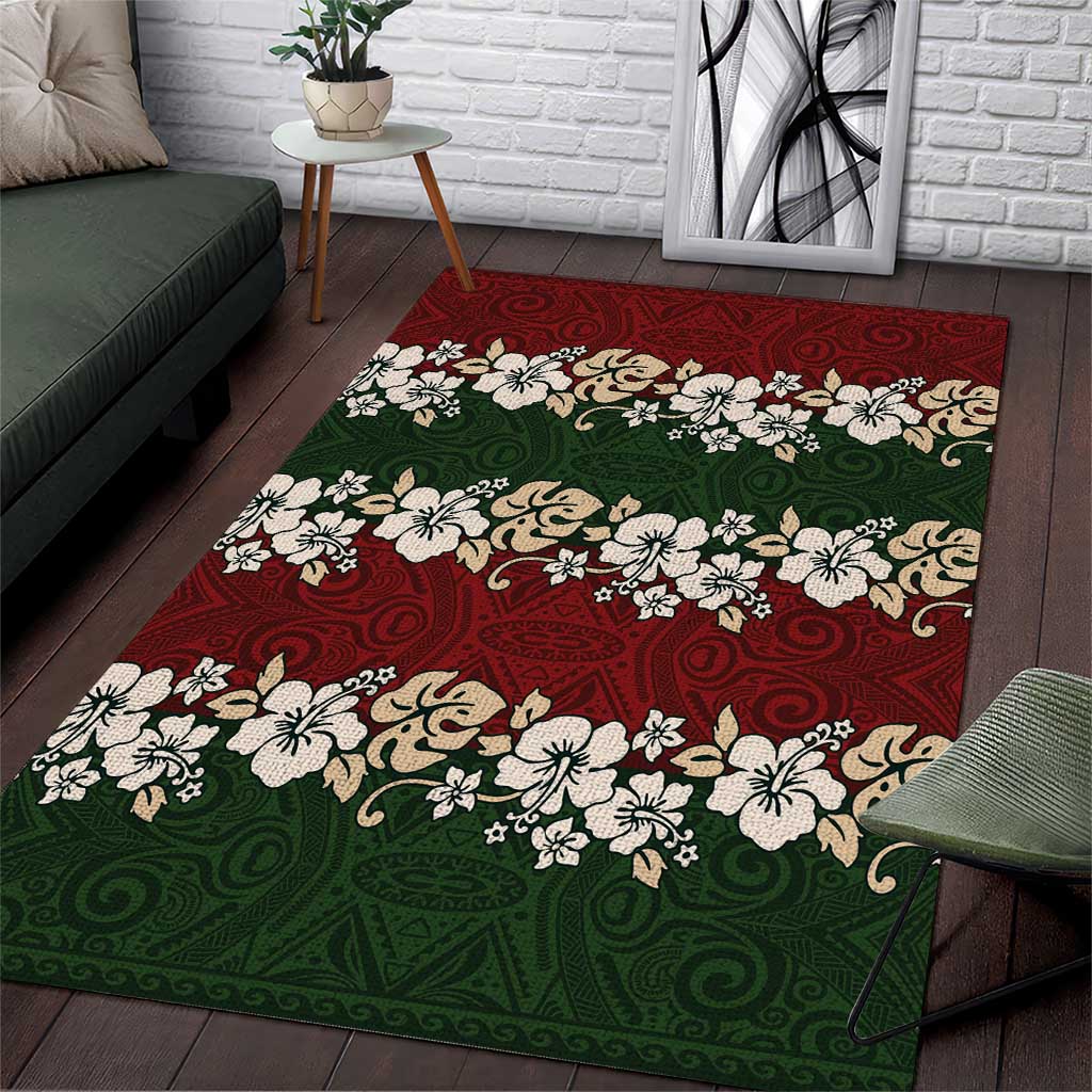 Hawaiian Hibiscus Christmas Color Area Rug Unique