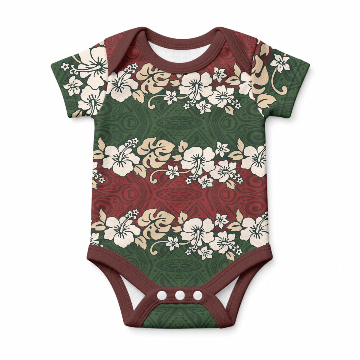 Hawaiian Hibiscus Christmas Color Baby Onesie Unique LT01 Red - Polynesian Pride