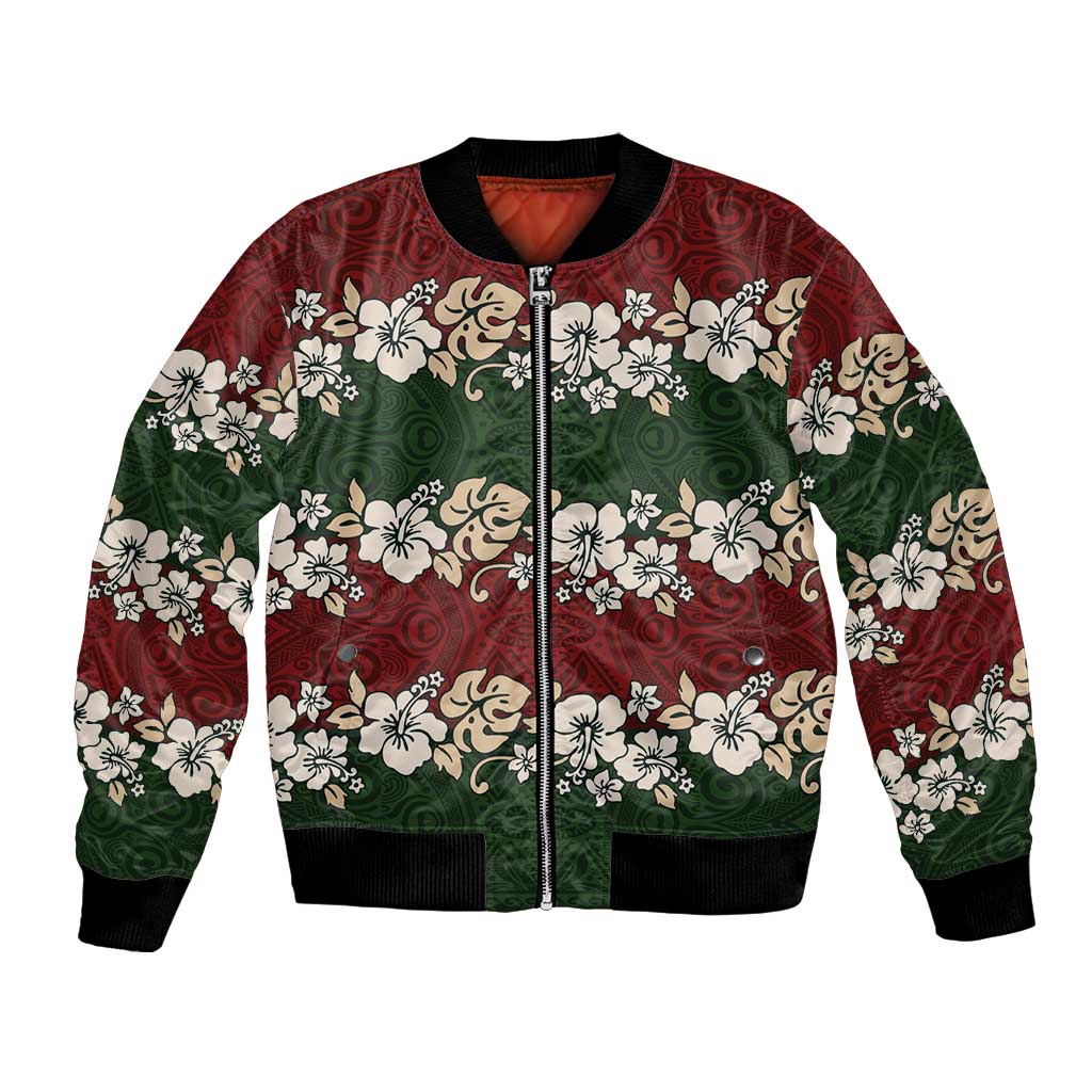 Hawaiian Hibiscus Christmas Color Bomber Jacket Unique