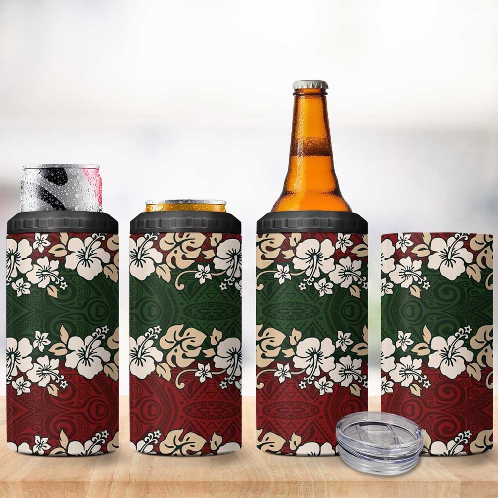 Hawaiian Hibiscus Christmas Color 4 in 1 Can Cooler Tumbler Unique