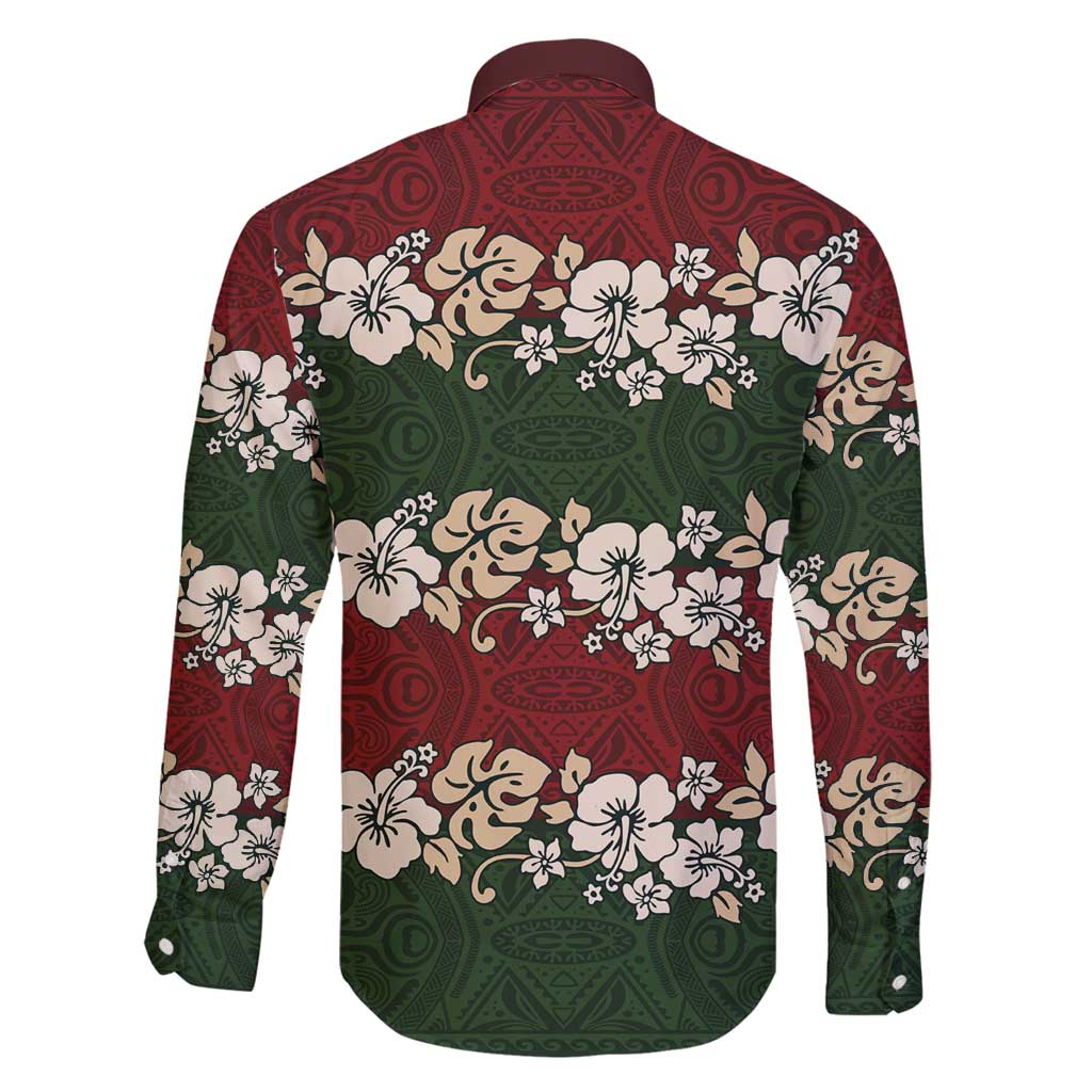 Hawaiian Hibiscus Christmas Color Family Matching Long Sleeve Bodycon Dress and Hawaiian Shirt Unique LT01 - Polynesian Pride