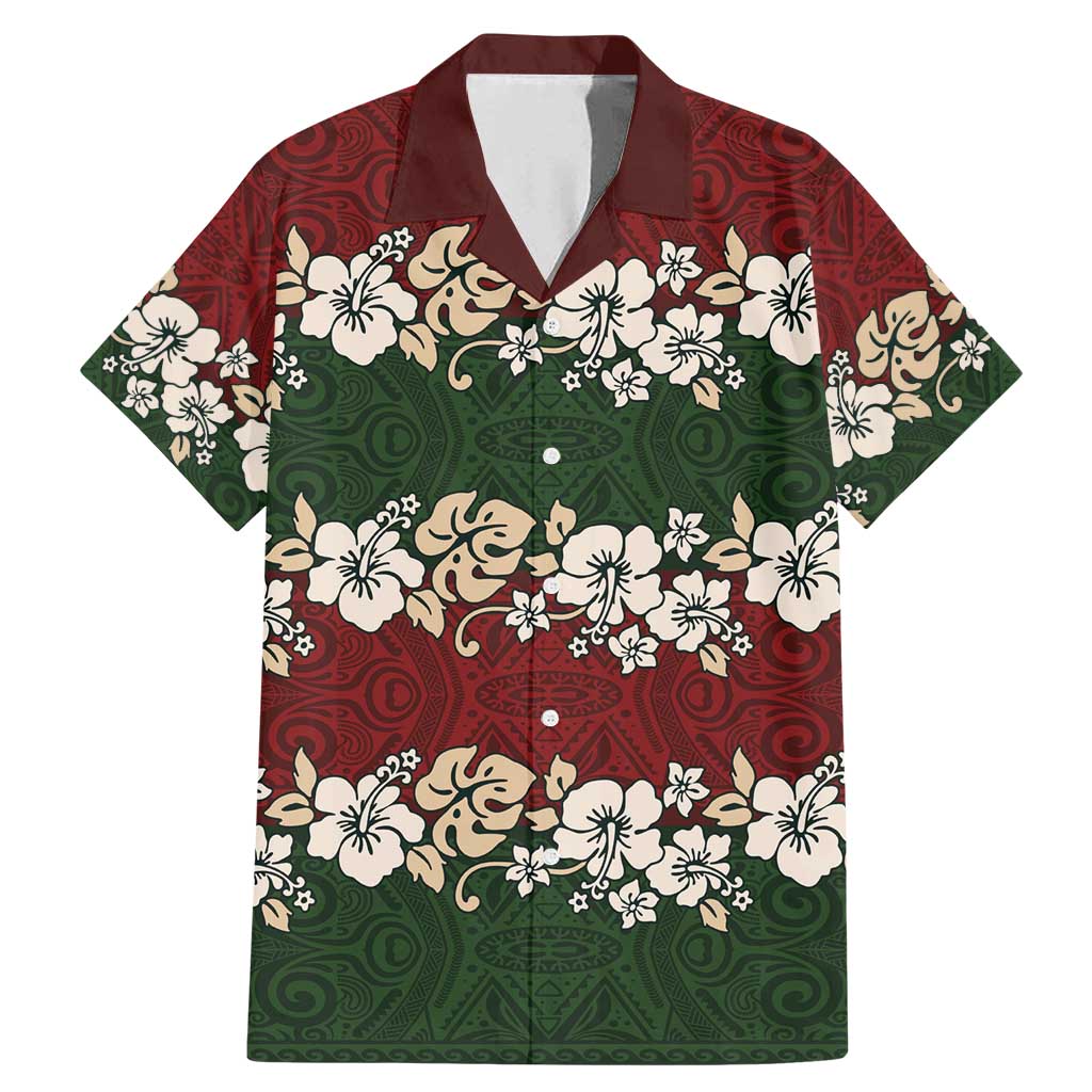 Hawaiian Hibiscus Christmas Color Family Matching Mermaid Dress and Hawaiian Shirt Unique