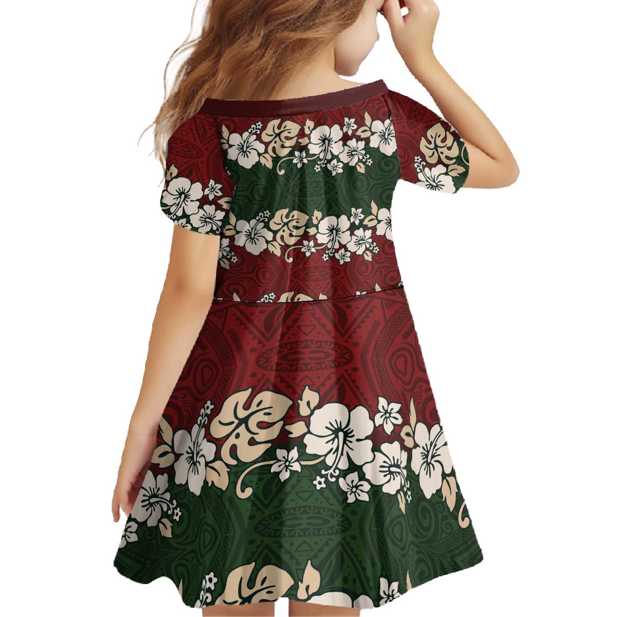 Hawaiian Hibiscus Christmas Color Family Matching Off The Shoulder Long Sleeve Dress and Hawaiian Shirt Unique LT01 - Polynesian Pride