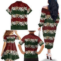 Hawaiian Hibiscus Christmas Color Family Matching Off The Shoulder Long Sleeve Dress and Hawaiian Shirt Unique LT01 - Polynesian Pride