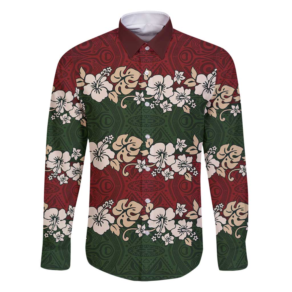 Hawaiian Hibiscus Christmas Color Family Matching Off Shoulder Maxi Dress and Hawaiian Shirt Unique