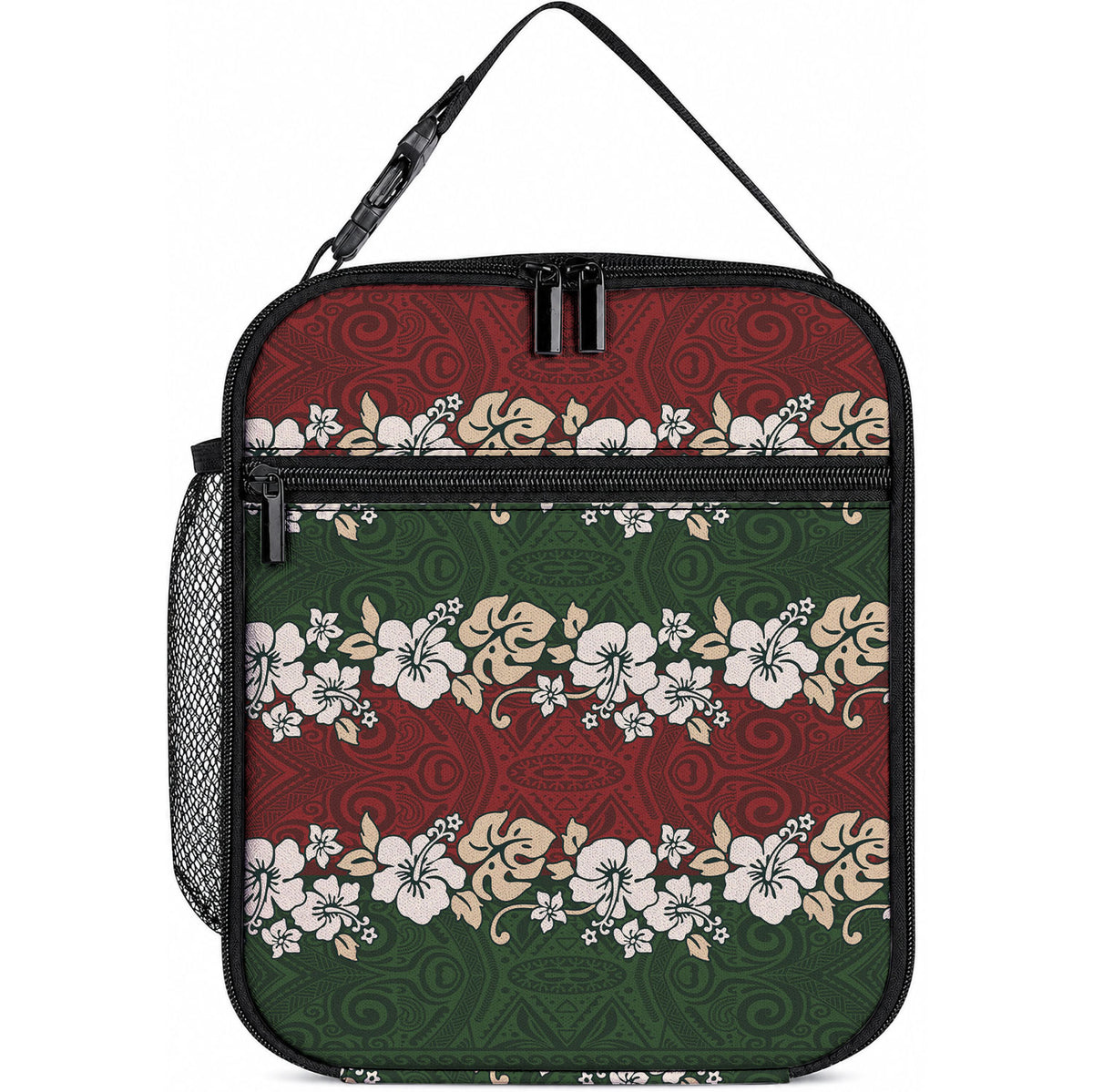 Hawaiian Hibiscus Christmas Color Lunch Bag Unique LT01 10.2 × 8.3 × 4.3 inch Red - Polynesian Pride