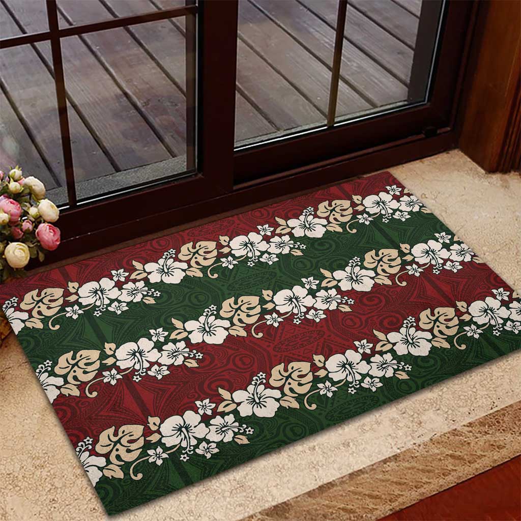 Hawaiian Hibiscus Christmas Color Rubber Doormat Unique