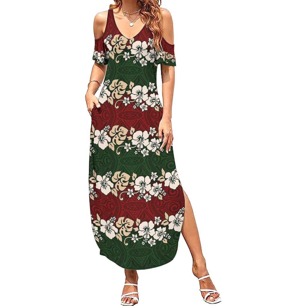 Hawaiian Hibiscus Christmas Color Summer Maxi Dress Unique