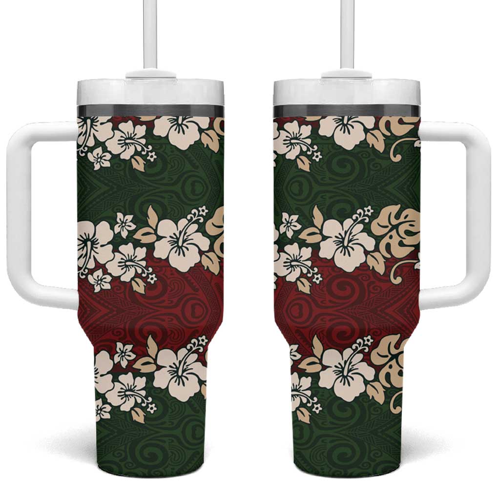 Hawaiian Hibiscus Christmas Color Tumbler With Handle Unique