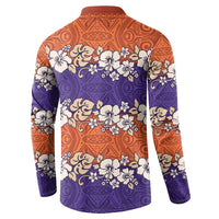 Hawaiian Hibiscus Button Sweatshirt Orange and Purple Unique