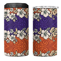 Hawaiian Hibiscus 4 in 1 Can Cooler Tumbler Orange and Purple Unique