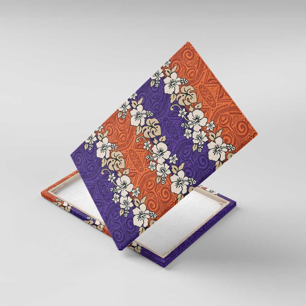 Hawaiian Hibiscus Canvas Wall Art Orange and Purple Unique