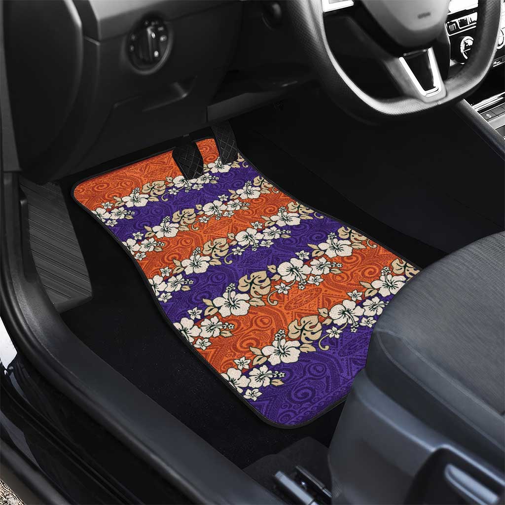 Hawaiian Hibiscus Car Mats Orange and Purple Unique