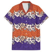 Hawaiian Hibiscus Family Matching Long Sleeve Bodycon Dress and Hawaiian Shirt Orange and Purple Unique LT01 Dad's Shirt - Short Sleeve Orange - Polynesian Pride