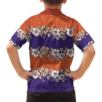 Hawaiian Hibiscus Family Matching Puletasi and Hawaiian Shirt Orange and Purple Unique LT01 - Polynesian Pride