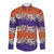 Hawaiian Hibiscus Long Sleeve Button Shirt Orange and Purple Unique