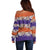 Hawaiian Hibiscus Off Shoulder Sweater Orange and Purple Unique