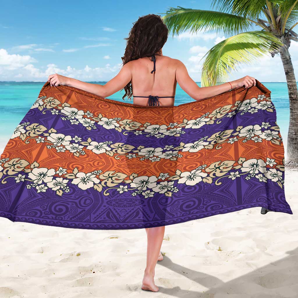 Hawaiian Hibiscus Sarong Orange and Purple Unique