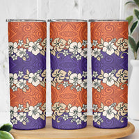 Hawaiian Hibiscus Skinny Tumbler Orange and Purple Unique