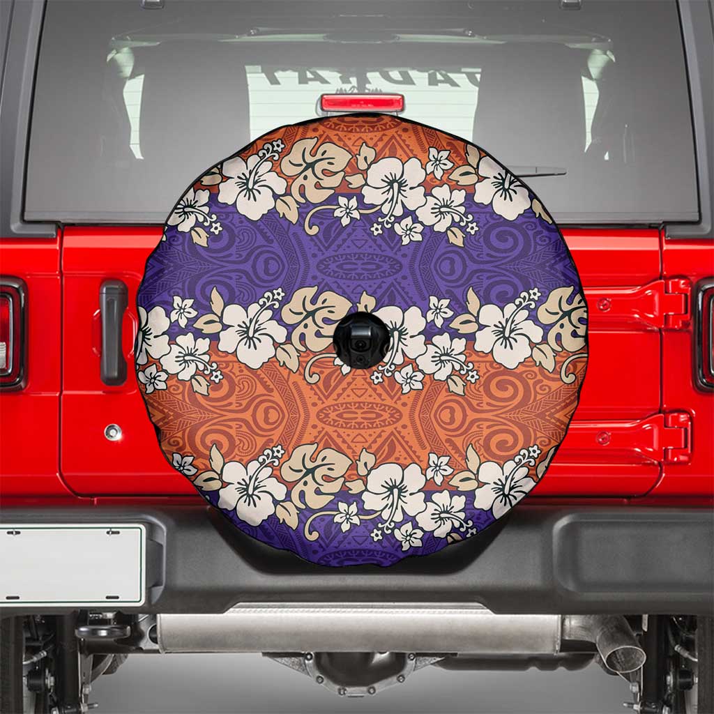 Hawaiian Hibiscus Spare Tire Cover Orange and Purple Unique