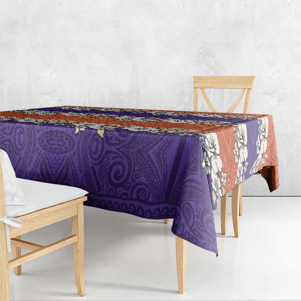 Hawaiian Hibiscus Tablecloth Orange and Purple Unique
