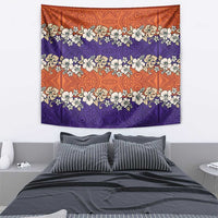 Hawaiian Hibiscus Tapestry Orange and Purple Unique