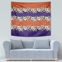Hawaiian Hibiscus Tapestry Orange and Purple Unique