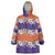 Hawaiian Hibiscus Wearable Blanket Hoodie Orange and Purple Unique