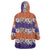 Hawaiian Hibiscus Wearable Blanket Hoodie Orange and Purple Unique