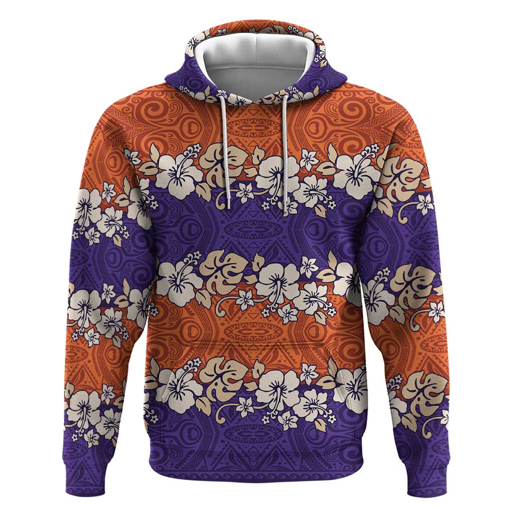 Hawaiian Hibiscus Zip Hoodie Orange and Purple Unique