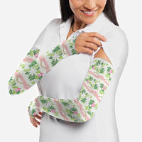 Monstera Tiare Plumeria Lei Pattern Arm Sleeves Green Version