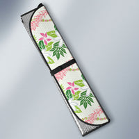 Monstera Tiare Plumeria Lei Pattern Auto Sun Shade Green Version LT01 - Polynesian Pride