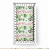 Monstera Tiare Plumeria Lei Pattern Baby Bed Cover Green Version