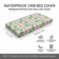 Monstera Tiare Plumeria Lei Pattern Baby Bed Cover Green Version