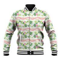 Monstera Tiare Plumeria Lei Pattern Baseball Jacket Green Version