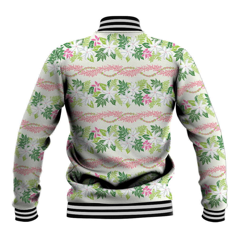 Monstera Tiare Plumeria Lei Pattern Baseball Jacket Green Version