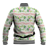 Monstera Tiare Plumeria Lei Pattern Baseball Jacket Green Version