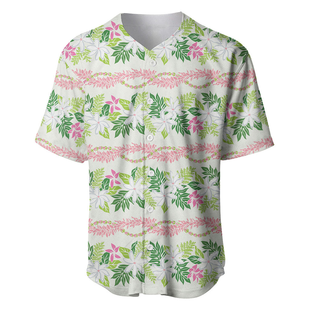 Monstera Tiare Plumeria Lei Pattern Baseball Jersey Green Version
