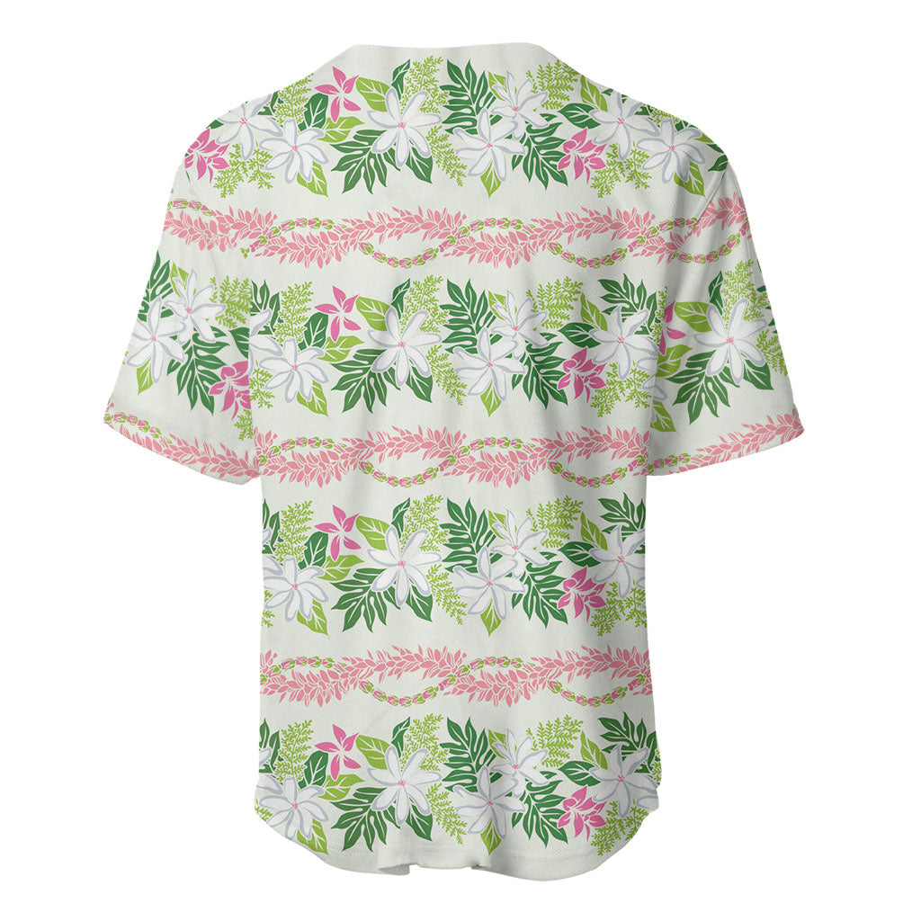 Monstera Tiare Plumeria Lei Pattern Baseball Jersey Green Version