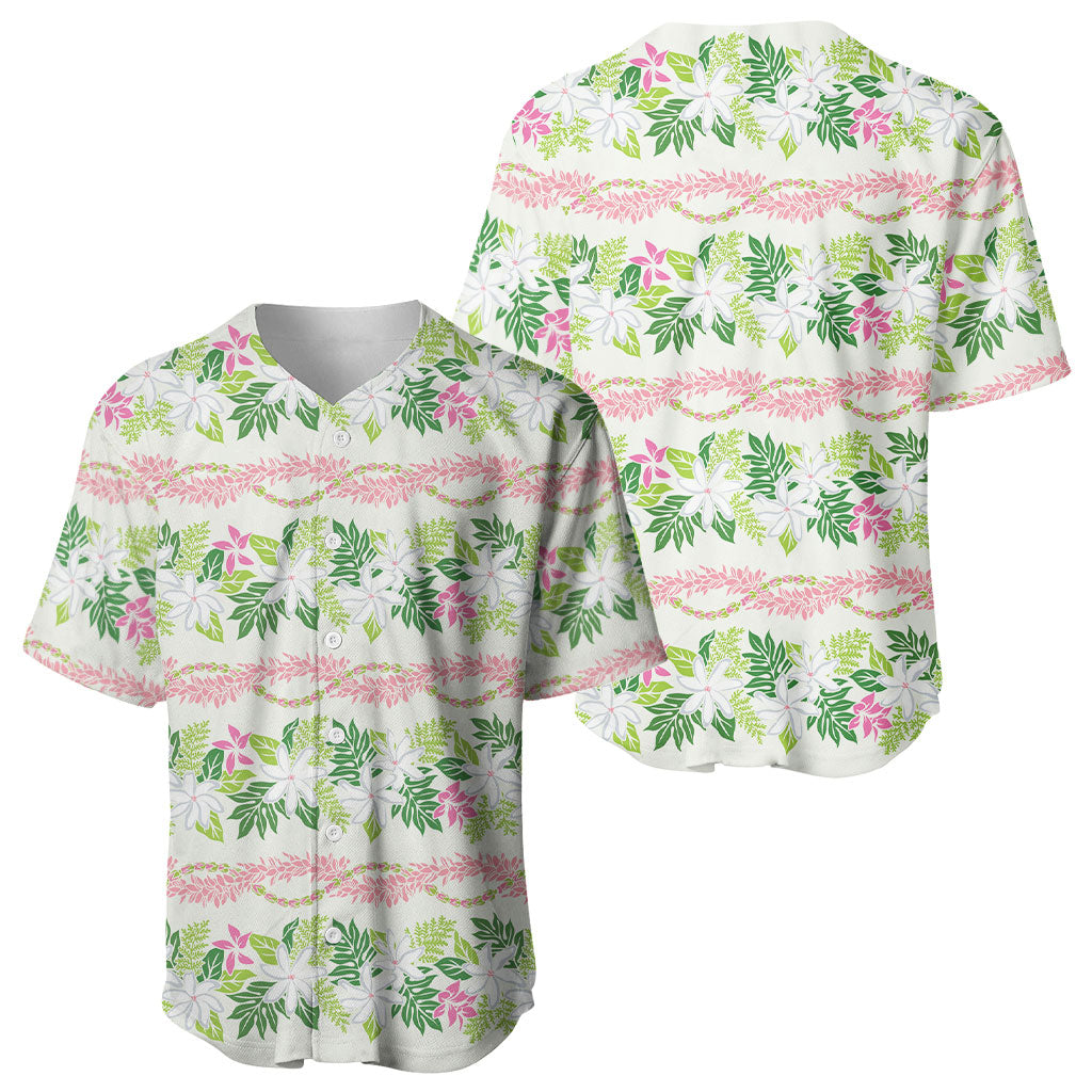 Monstera Tiare Plumeria Lei Pattern Baseball Jersey Green Version