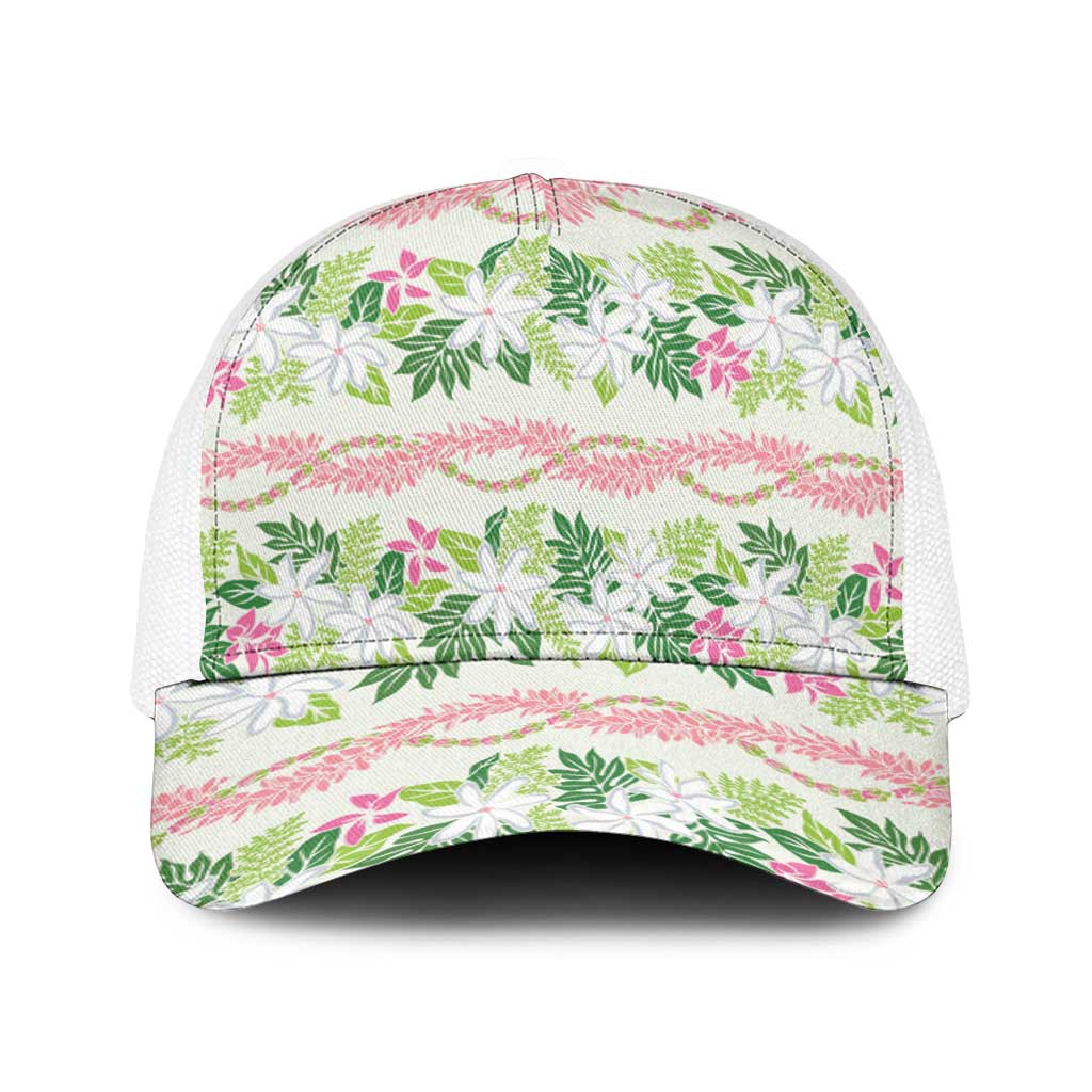 Monstera Tiare Plumeria Lei Pattern Baseball Net Cap Green Version
