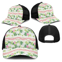 Monstera Tiare Plumeria Lei Pattern Baseball Net Cap Green Version