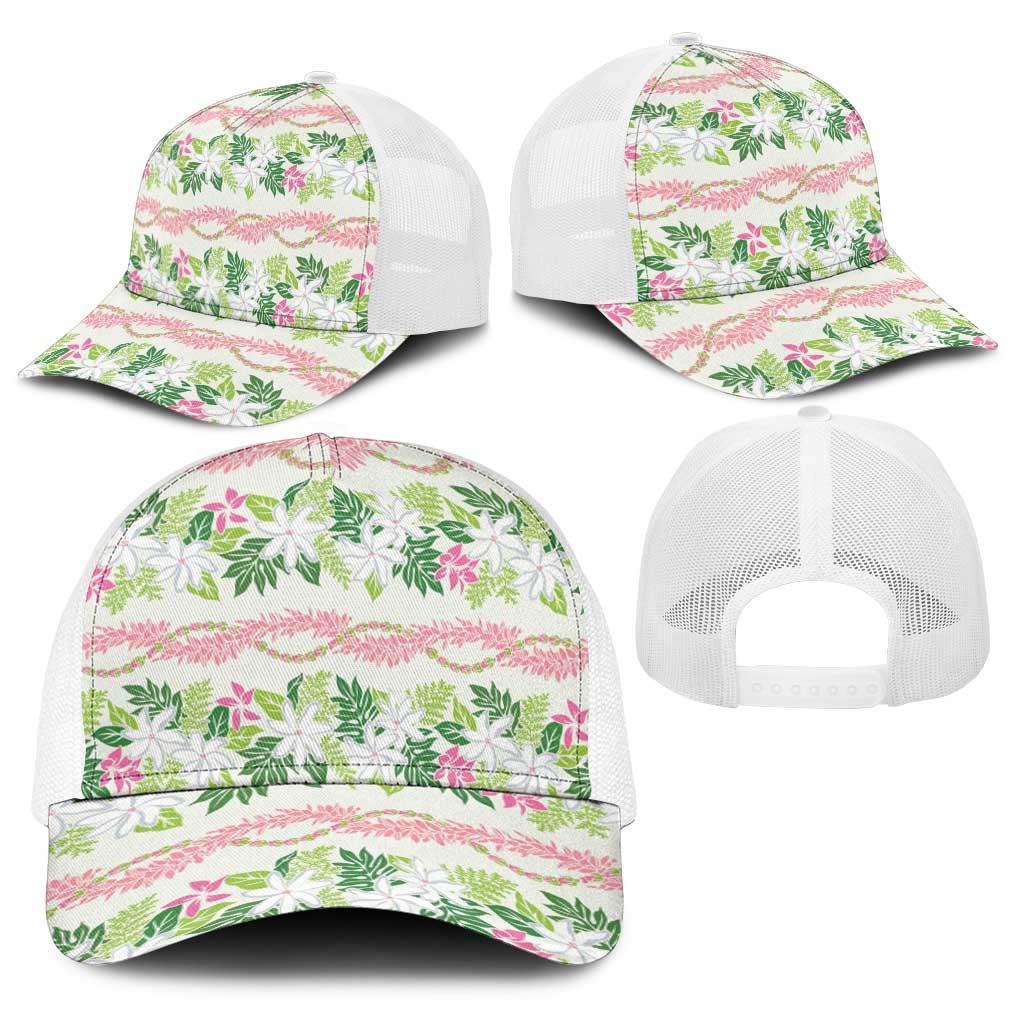 Monstera Tiare Plumeria Lei Pattern Baseball Net Cap Green Version