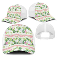 Monstera Tiare Plumeria Lei Pattern Baseball Net Cap Green Version
